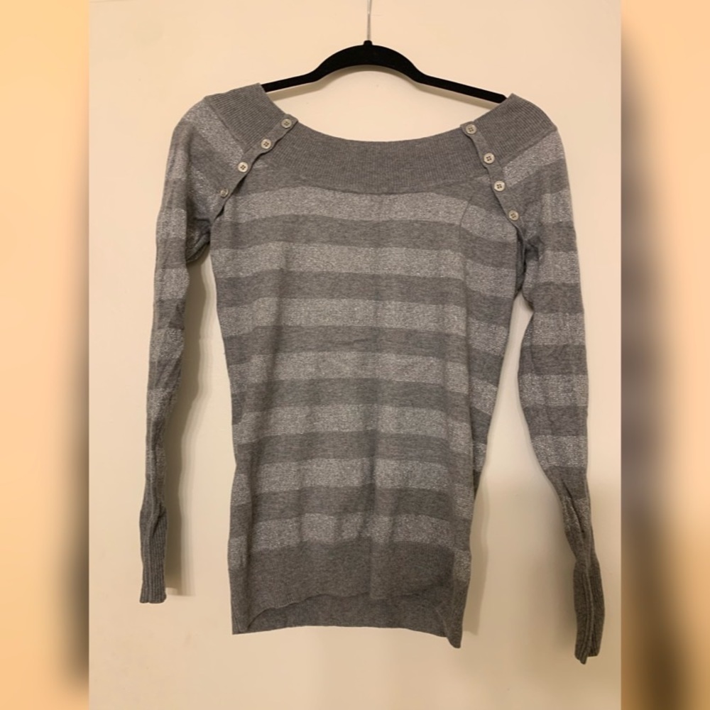 Striped off-the-shoulder sweater